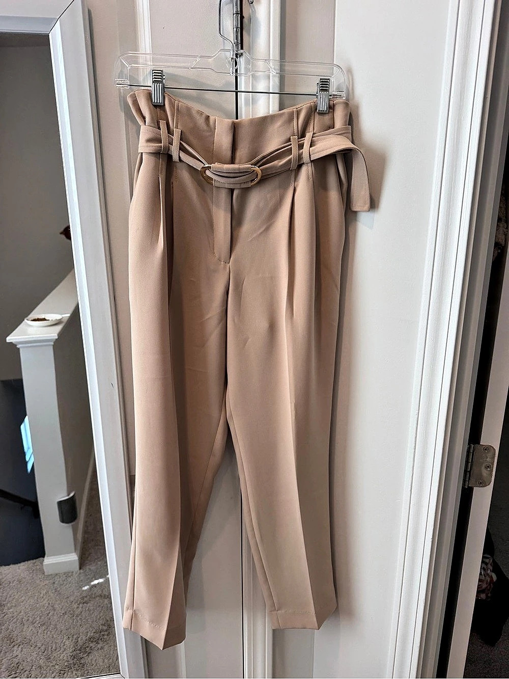 Express Super High Waisted Belted Paperbag Ankle Pant